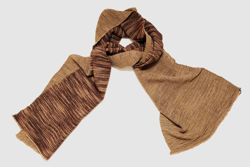 Håndvævet cashmere-silke tørklæder brun nuance - Greenfeel.dk